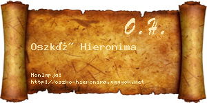 Oszkó Hieronima névjegykártya